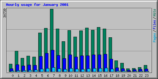 Hourly usage for January 2001