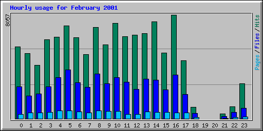 Hourly usage for February 2001